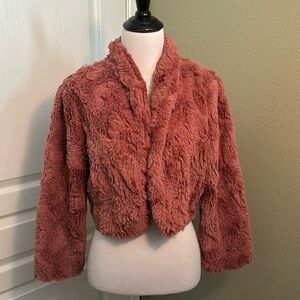 Dark pink fur jacket